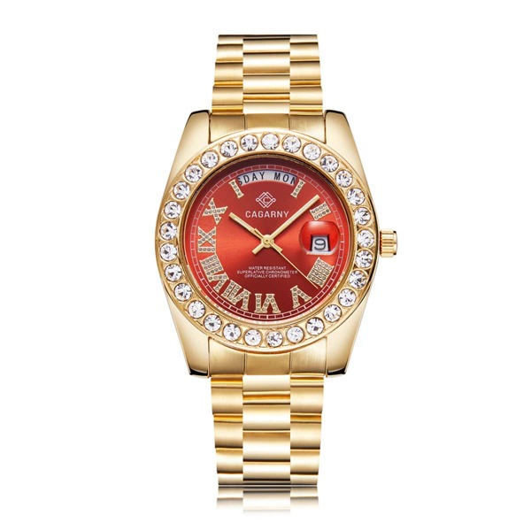 

Men Rhinestone Decor Date Quartz Watch
