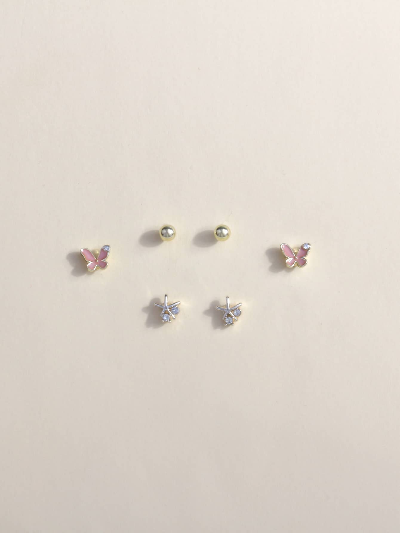 3對海星裝飾耳釘 - 彩色 - 查看 1