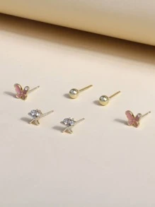 3對海星裝飾耳釘 - 彩色 - 查看 2