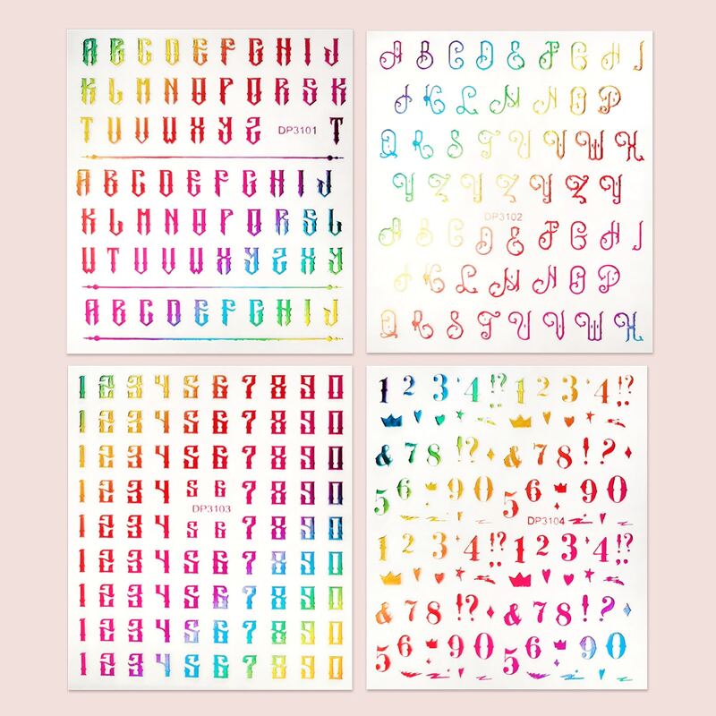

4sheets Graphic Nail Art Sticker, Multicolor
