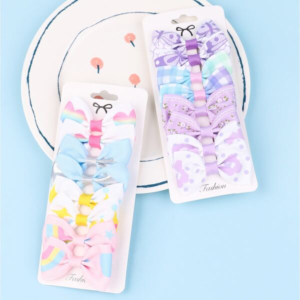 

16pcs Toddler Girls Bow Decor Hair Clip, Multicolor