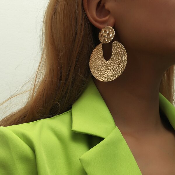 

Textured Metal Drop Earrings, Gold