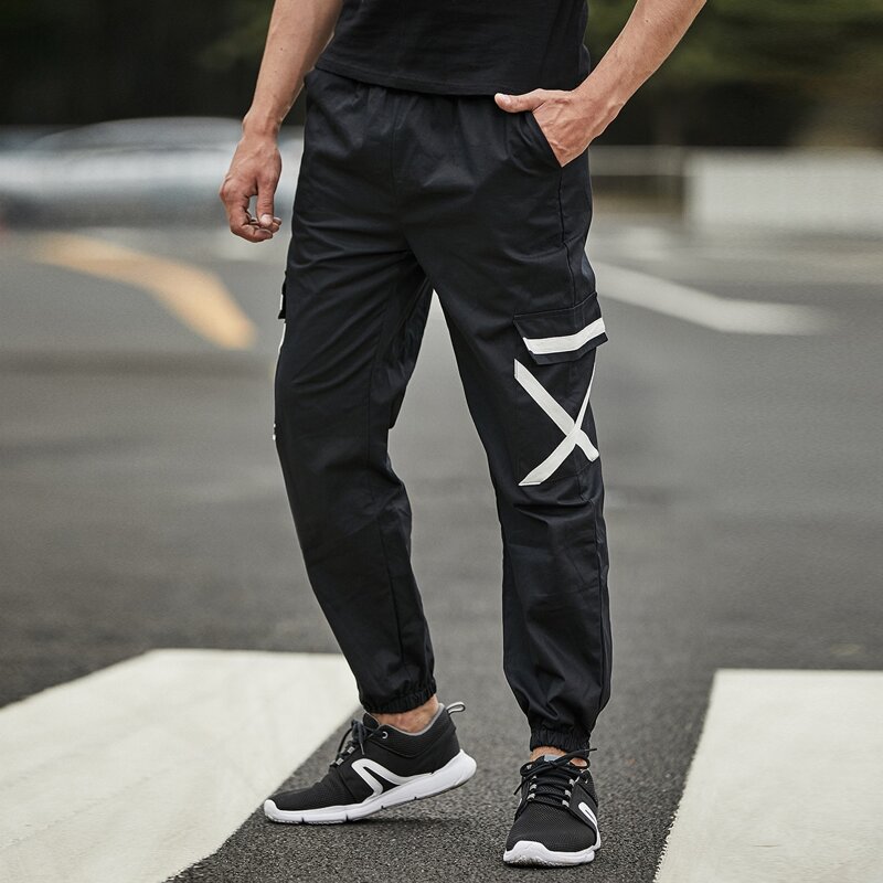 

Guys Flap Pocket Drawstring Waist Pants, Black