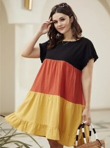 Vestido smock bajo con fruncido con costura