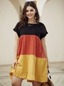 Vestido smock bajo con fruncido con costura