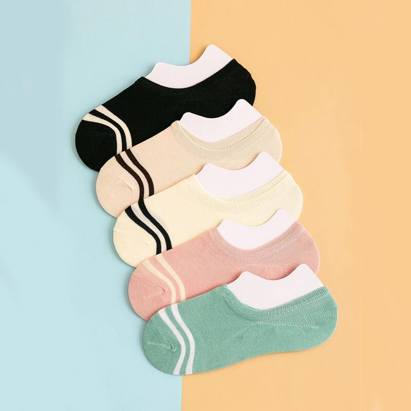 

5pairs Stripe Pattern Socks, Multicolor