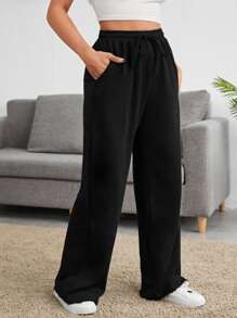 Muchica Quần thể thao Dây kéo màu trơn - màu đen - Xem 3