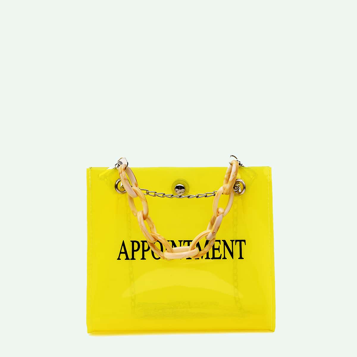 

Letter Graphic Clear Satchel Bag, Yellow