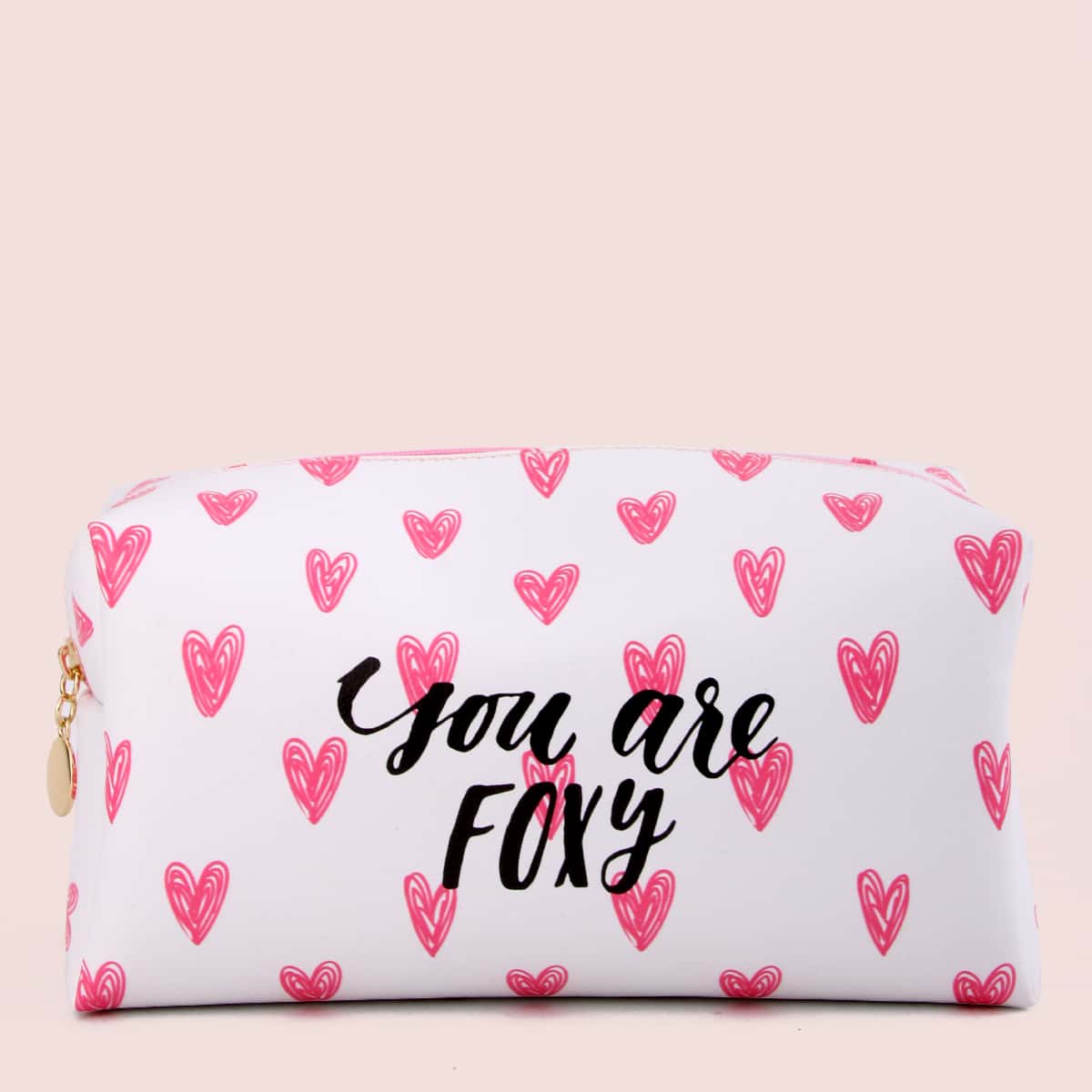 

Heart Print Square Makeup Bag, Multicolor