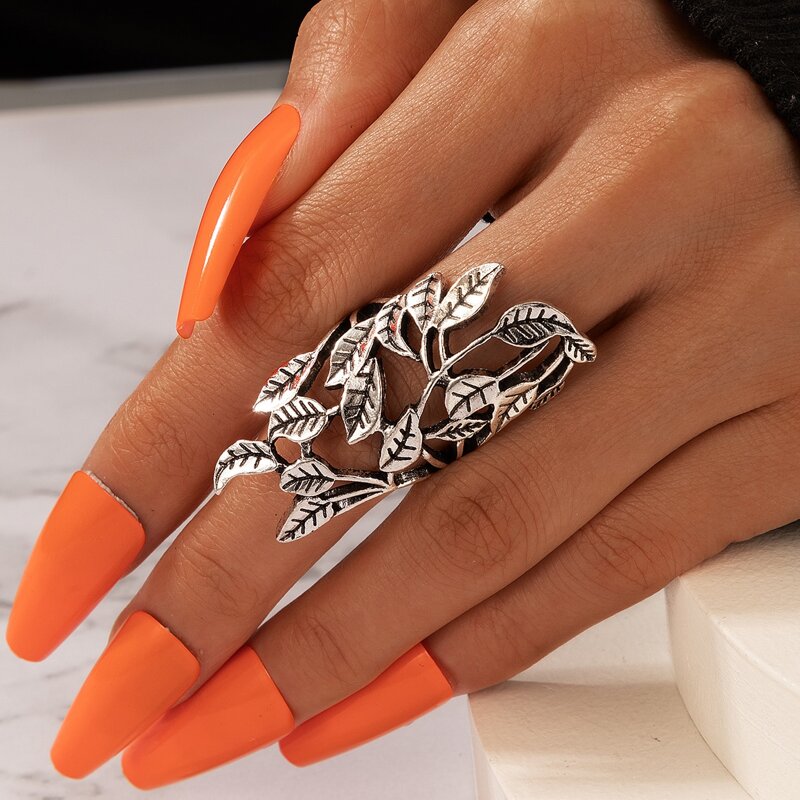 

1pc Leaf Design Ring, Silver