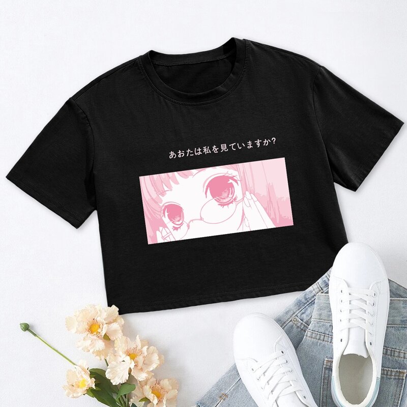 

Figure Graphic Crop Tee, Black