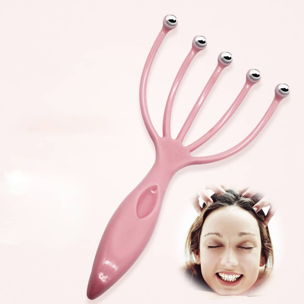 

1pc Head Massager, Baby pink