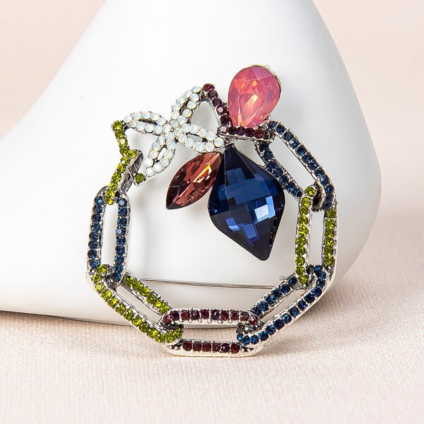 

Rhinestone Decor Brooch, Multicolor