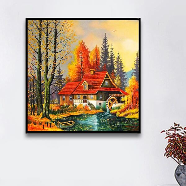

Landscape Print DIY Diamond Unframed Painting, Multicolor