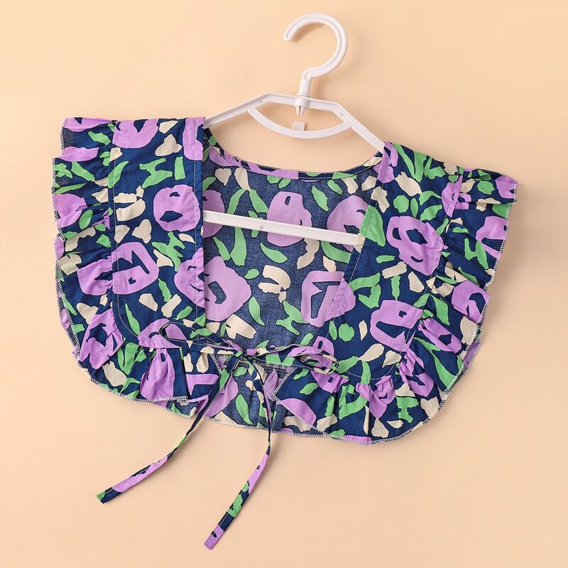 Graphic Ruffle Trim Dickey Collar, Purple