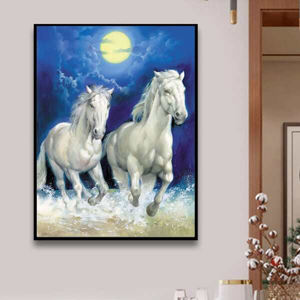 

Horse Print DIY Diamond Unframed Painting, Multicolor