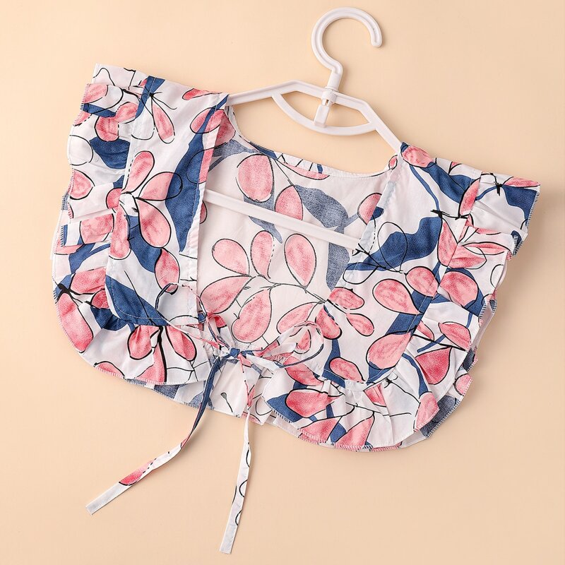 

Leaf Print Ruffle Trim Dickey Collar, Multicolor