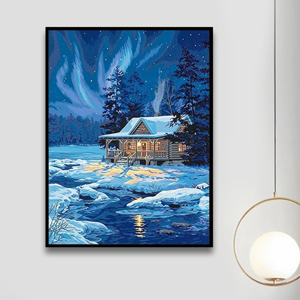 

Snow Scene Print DIY Diamond Unframed Painting, Multicolor