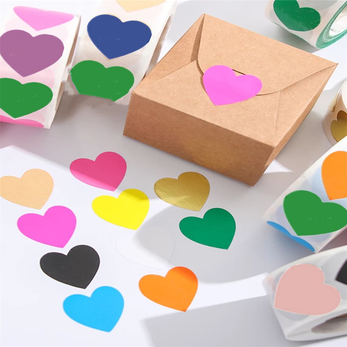 

500pcs Heart Shaped Sticker, Multicolor