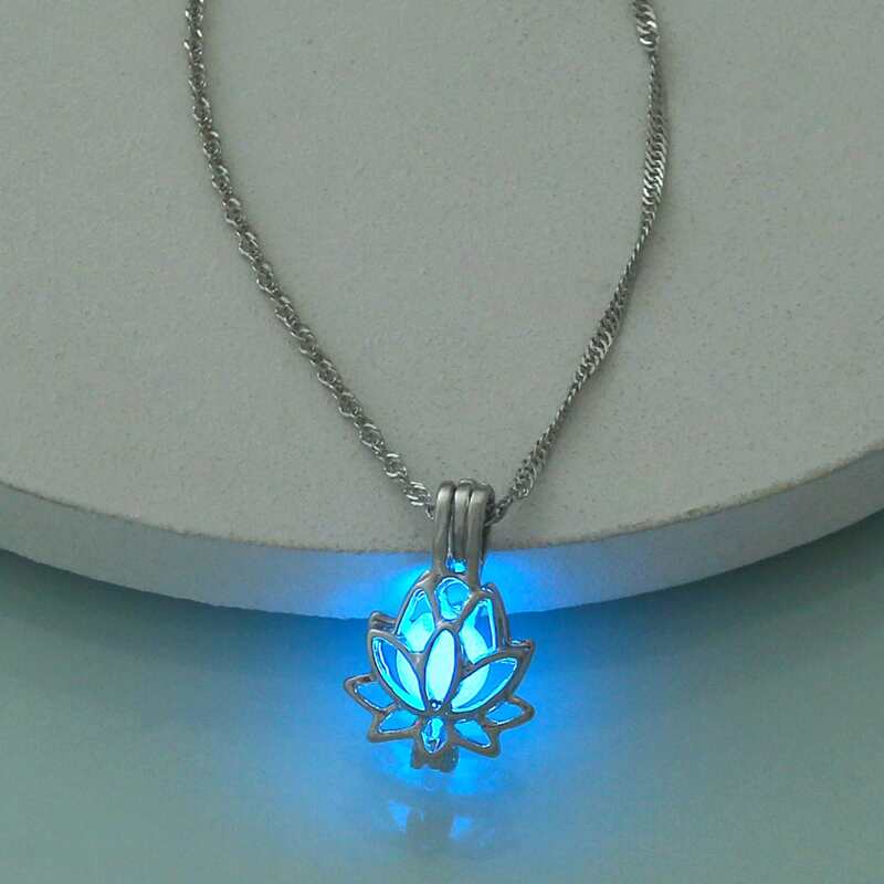 

Lotus Charm Luminous Necklace, Silver