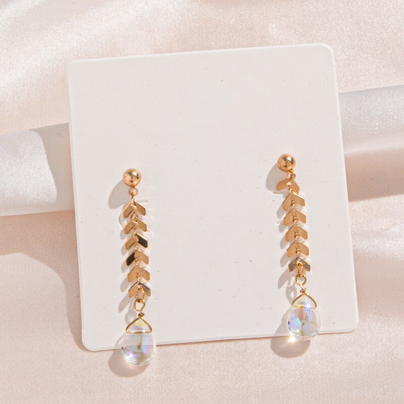 

1pair Crystal Decor Drop Earrings, Multicolor