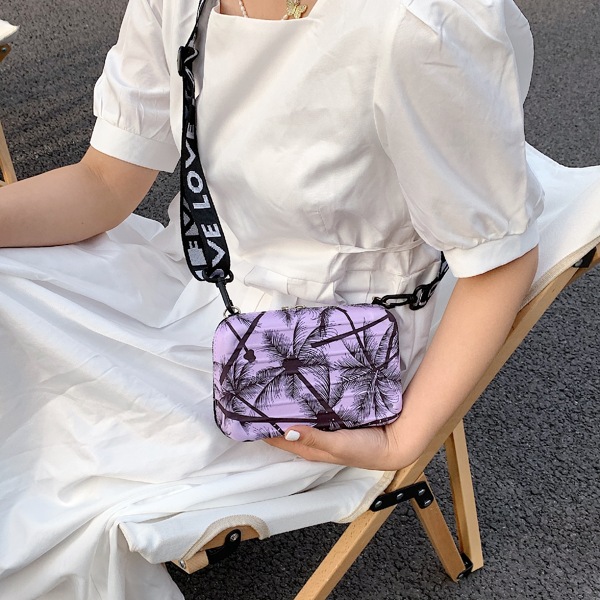 

Palm Tree Pattern Box Bag, Purple