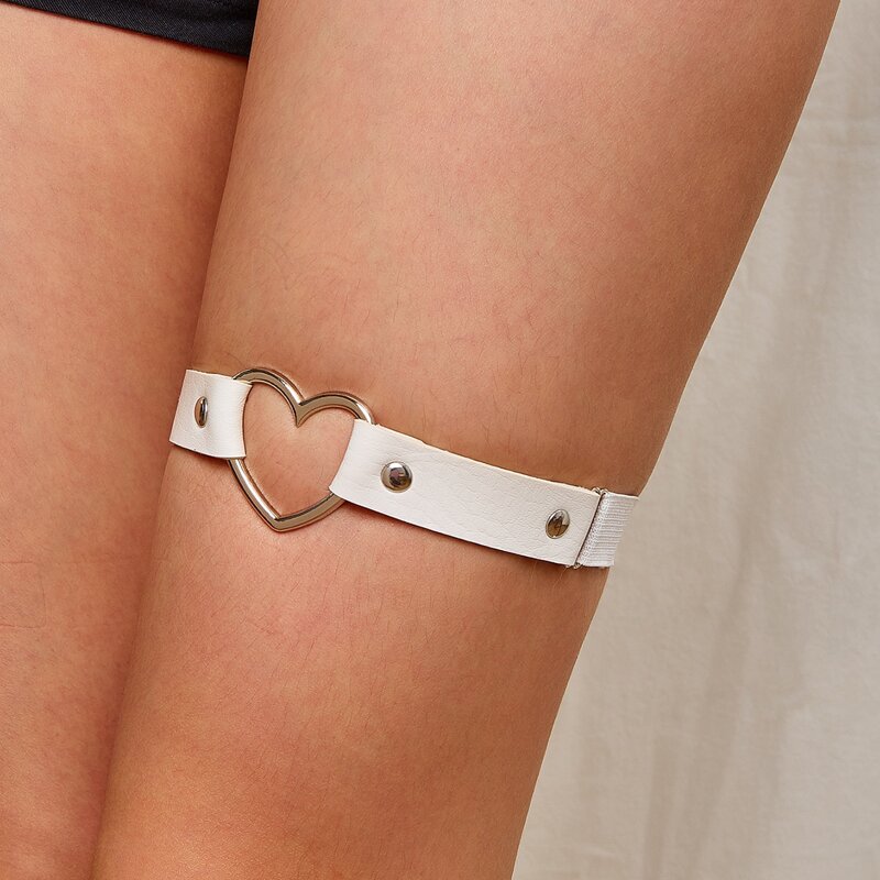

Heart Thigh Garter, White