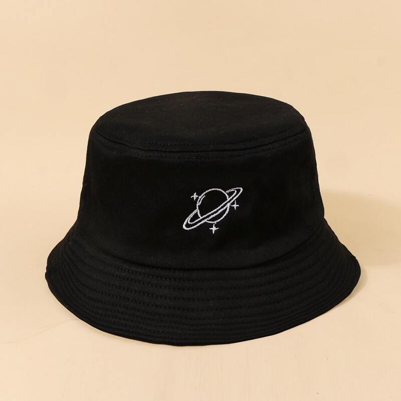 

Planet Embroidery Bucket Hat, Black