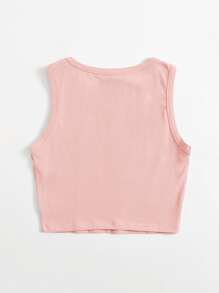 SHEIN EZwear Solid Crop Tank Top - Baby Pink - View 2