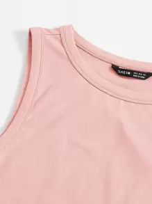 SHEIN EZwear Solid Crop Tank Top - Baby Pink - View 4