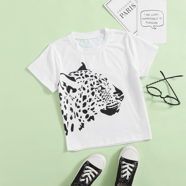 

Toddler Boys Cheetah Print Tee, White