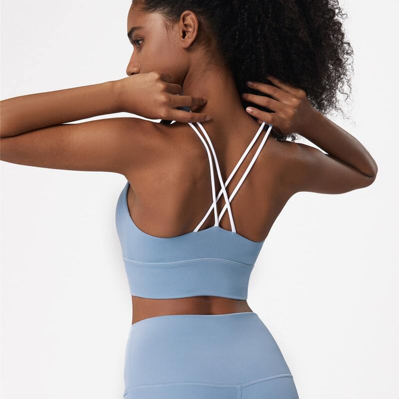 

Medium Support Criss Cross Back Sports Bra, Blue