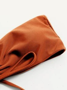 Self Tie Bandeau High Cut Bikini Set, For Summer Beach Vacation - Orange - View 5