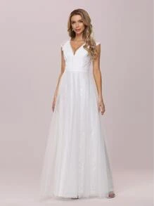 EVERPRETTY Lace Maxi Prom Dress - White - View 4