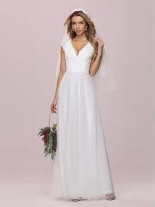 EVERPRETTY Lace Maxi Prom Dress - White - View 5