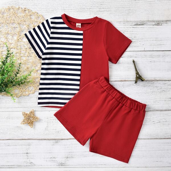 

Toddler Girls Striped Panel Tee & Track Shorts, Multicolor