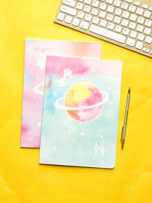 1pc Planet Print Random Notebook - Multicolor - View 6