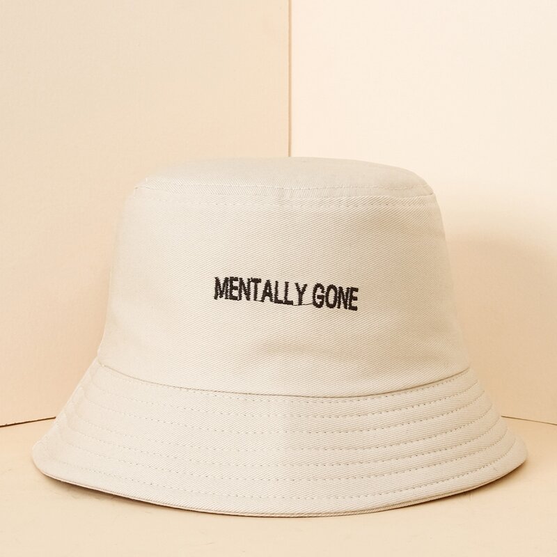 

Letter Embroidery Bucket Hat, Beige
