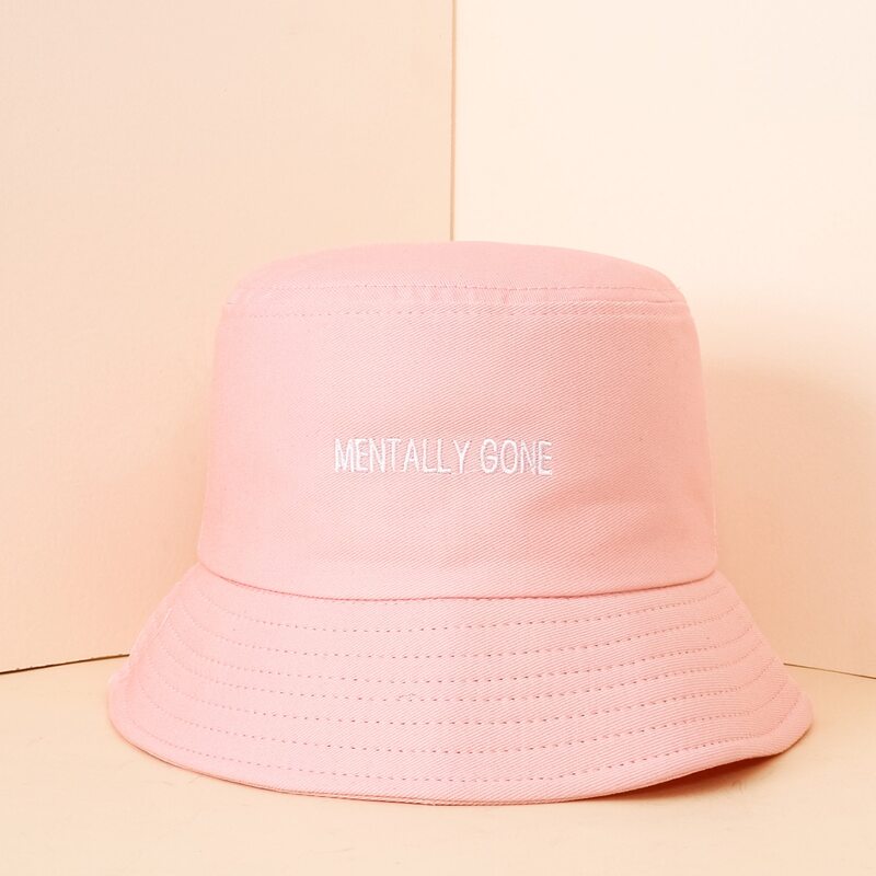 

Letter Embroidery Bucket Hat, Pink