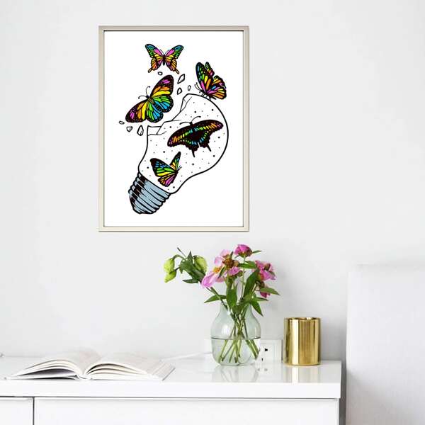 

Butterfly Print Unframed Painting, White