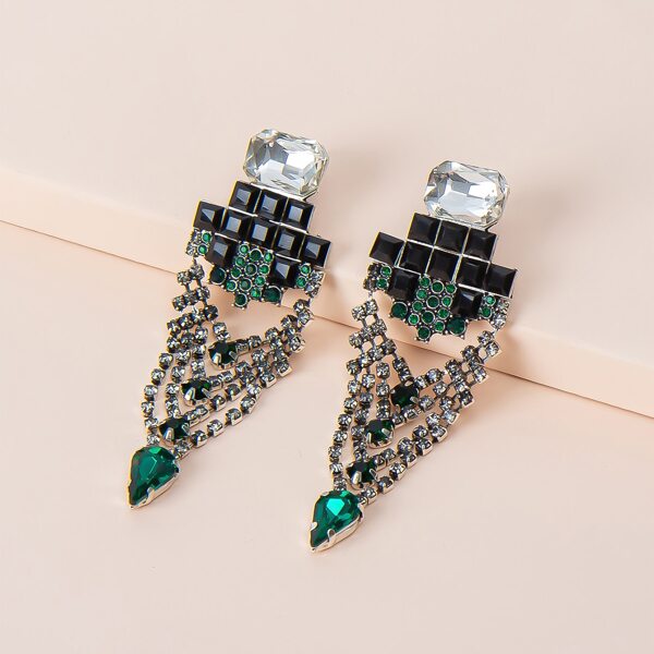 

Rhinestone Decor Earrings, Green