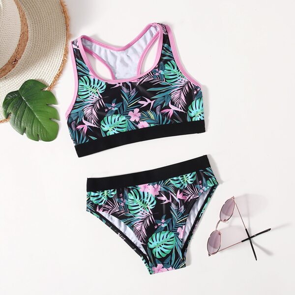 

Toddler Girls Tropical Print Bikini Swimsuit, Multicolor