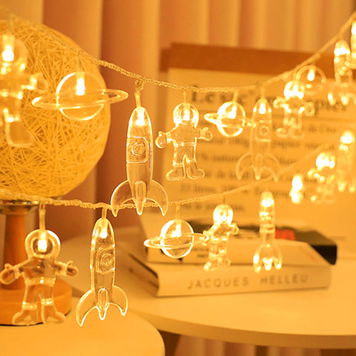

1pc String Light With 10pcs Rocket Bulb, Yellow