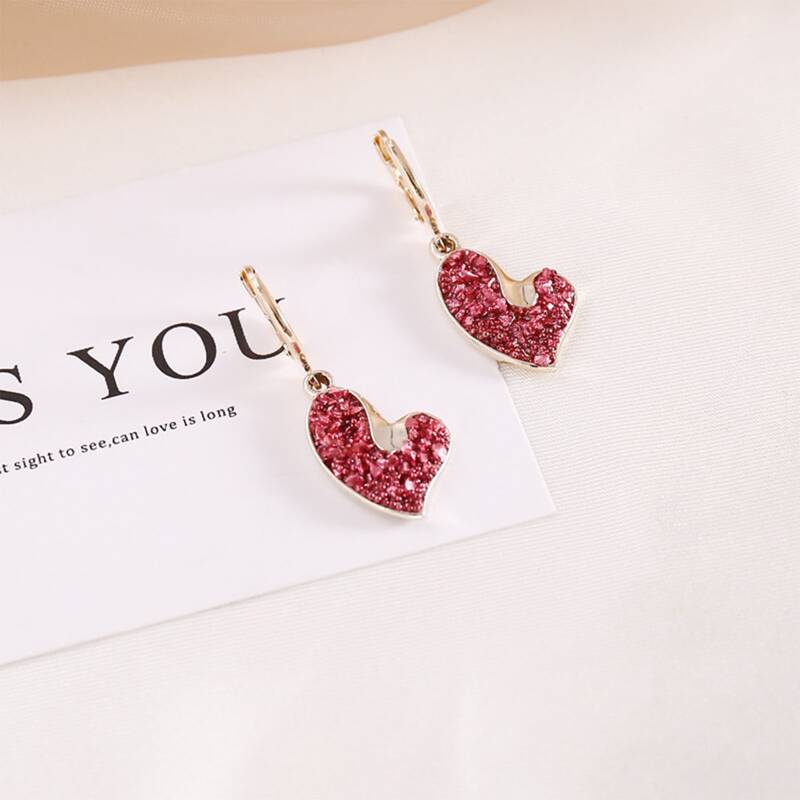 

Heart Drop Earrings, Red