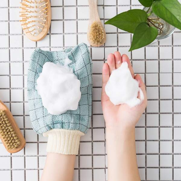 

1pc Plaid Pattern Random Color Exfoliating Bath Glove, Multicolor