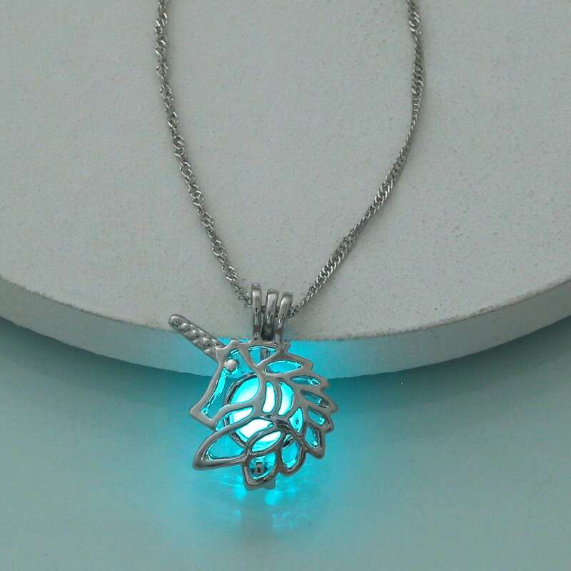 

Unicorn Charm Luminous Necklace, Silver