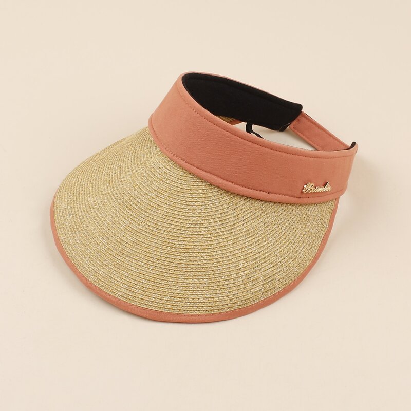 

Colorblock Visor Straw Hat, Orange