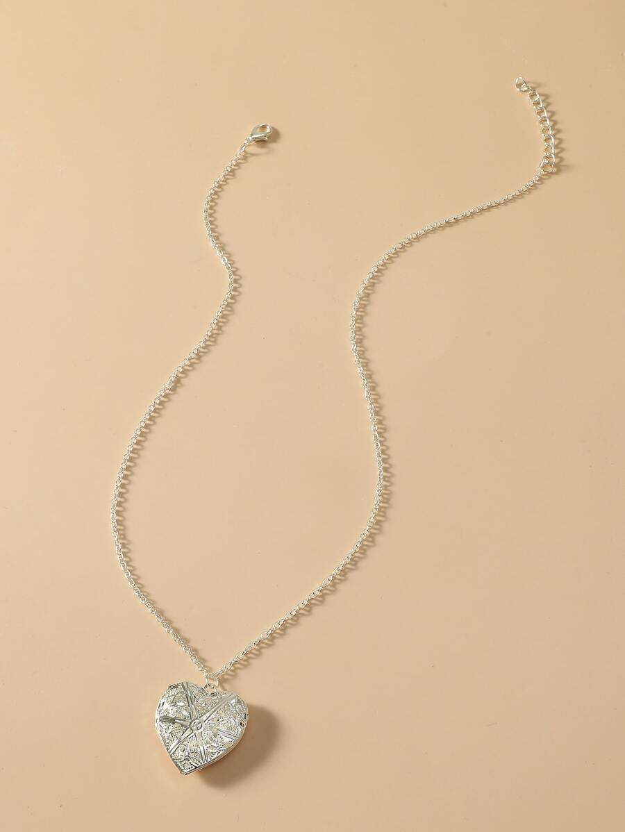 Collar con corazón - Plateado - Ver 1