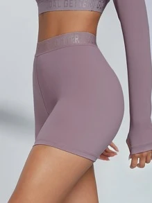 SHEIN 字母織帶運動機車短褲