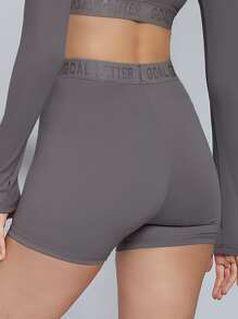 SHEIN 字母織帶運動機車短褲